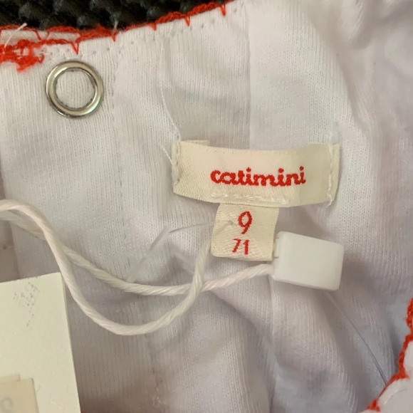 catimini dress 9 mo girl floral cat face bubble hem sailor stripes - Picture 4 of 5